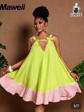 shein tie neck ruched bust tiered dress SHEIN | Dresses | Shein Tie Neck Ruched Bust Puff Sleeve Tiered Dress